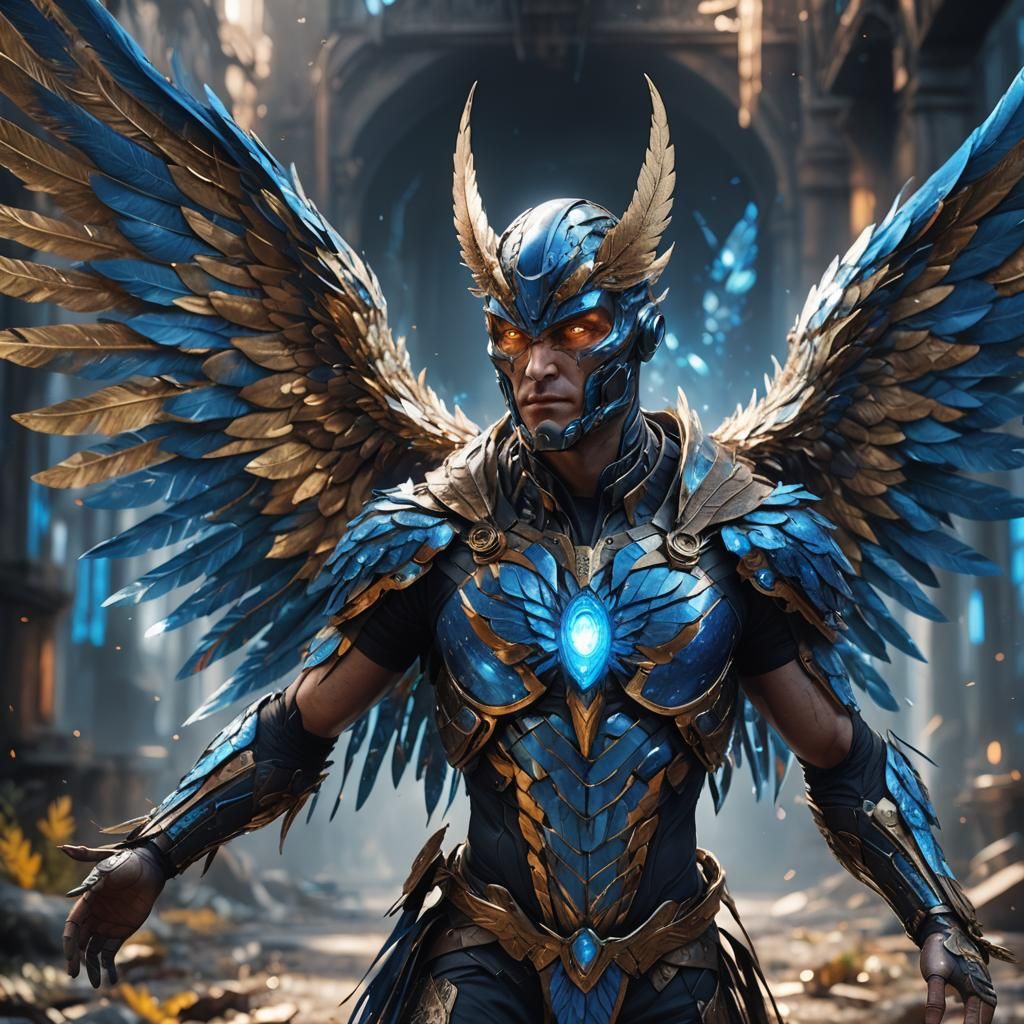 Winged Metallic Mutant in Detailed Matte Painting