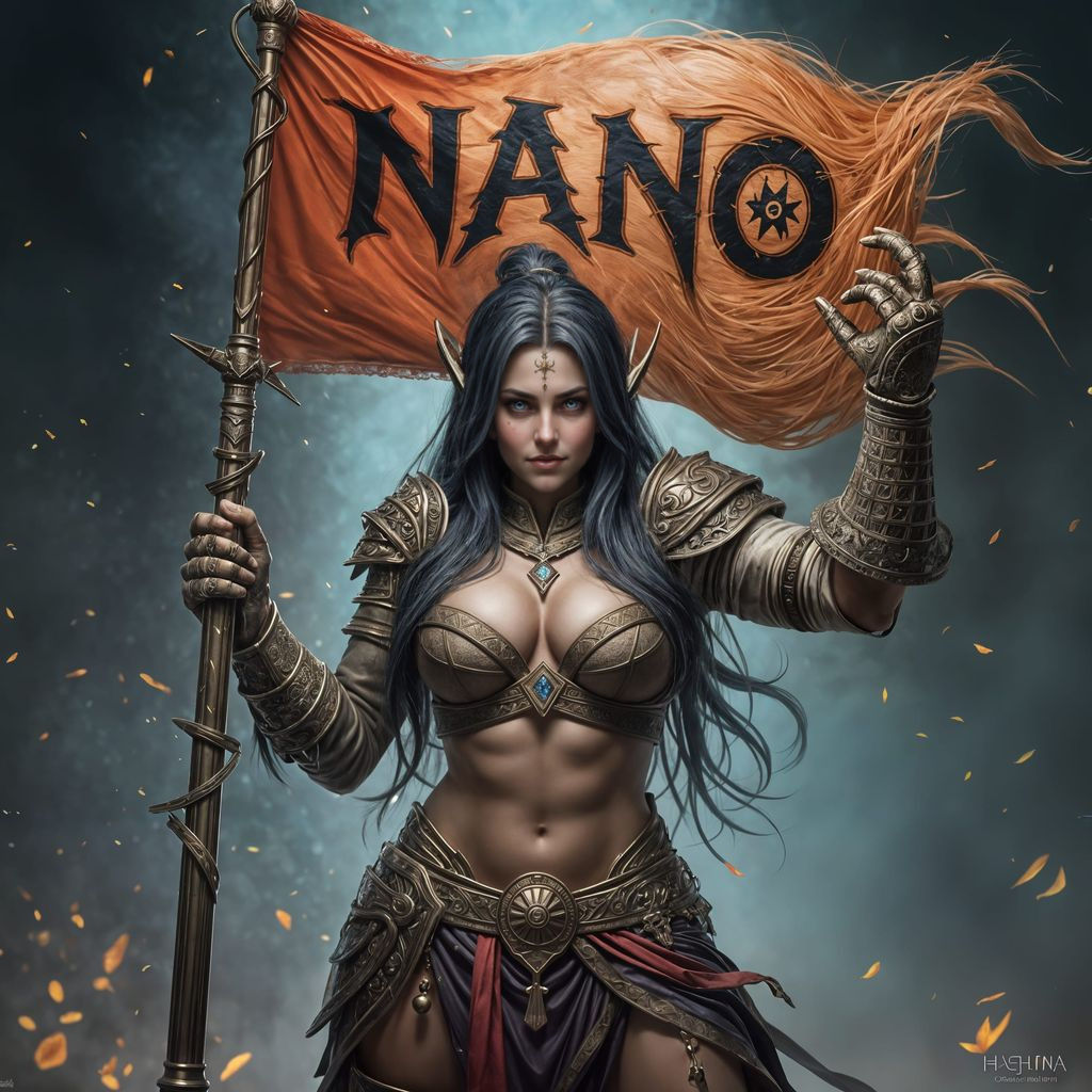 Fierce Female Orc Warrior Holds NANO Team Flag in Lineage 2 ...