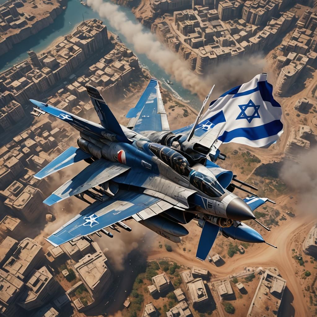 Israeli Flag Fighter Plane: Detailed Matte Painting