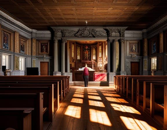 Old West Parson Sermon in Hyperrealism