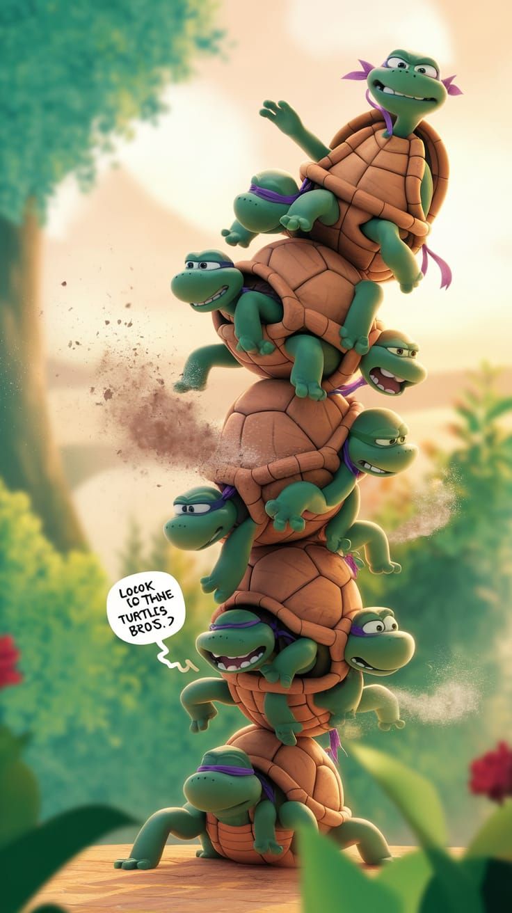 Turtle Tower Topples in Pixar-Style Animation