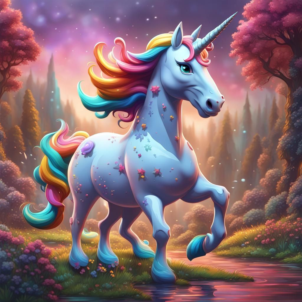 Happy Cartoon Unicorn Color by Number