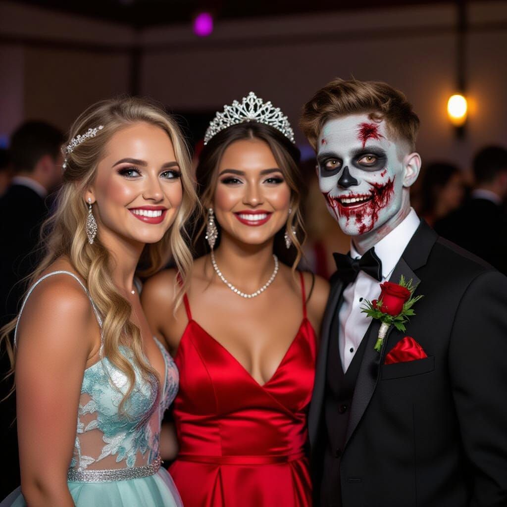 zombie friends enjoying the prom together