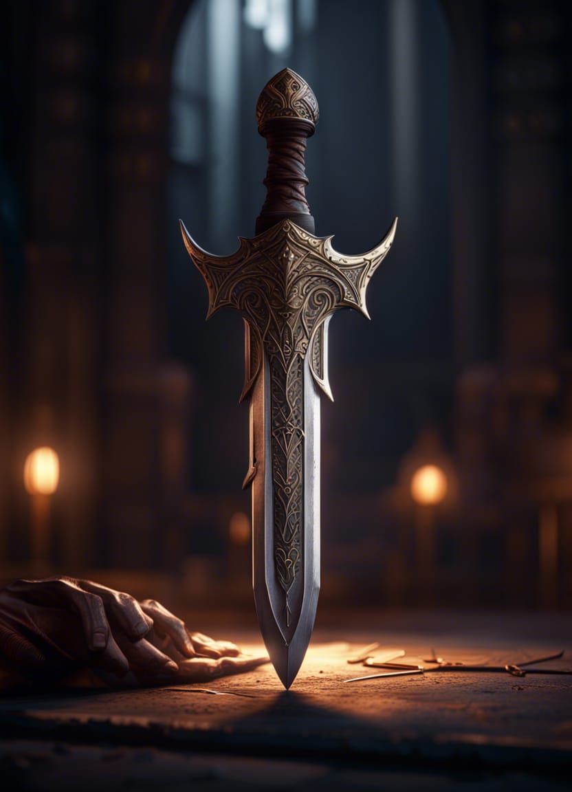 Menacing Dagger in Dark Shadows: Fantasy Concept Art