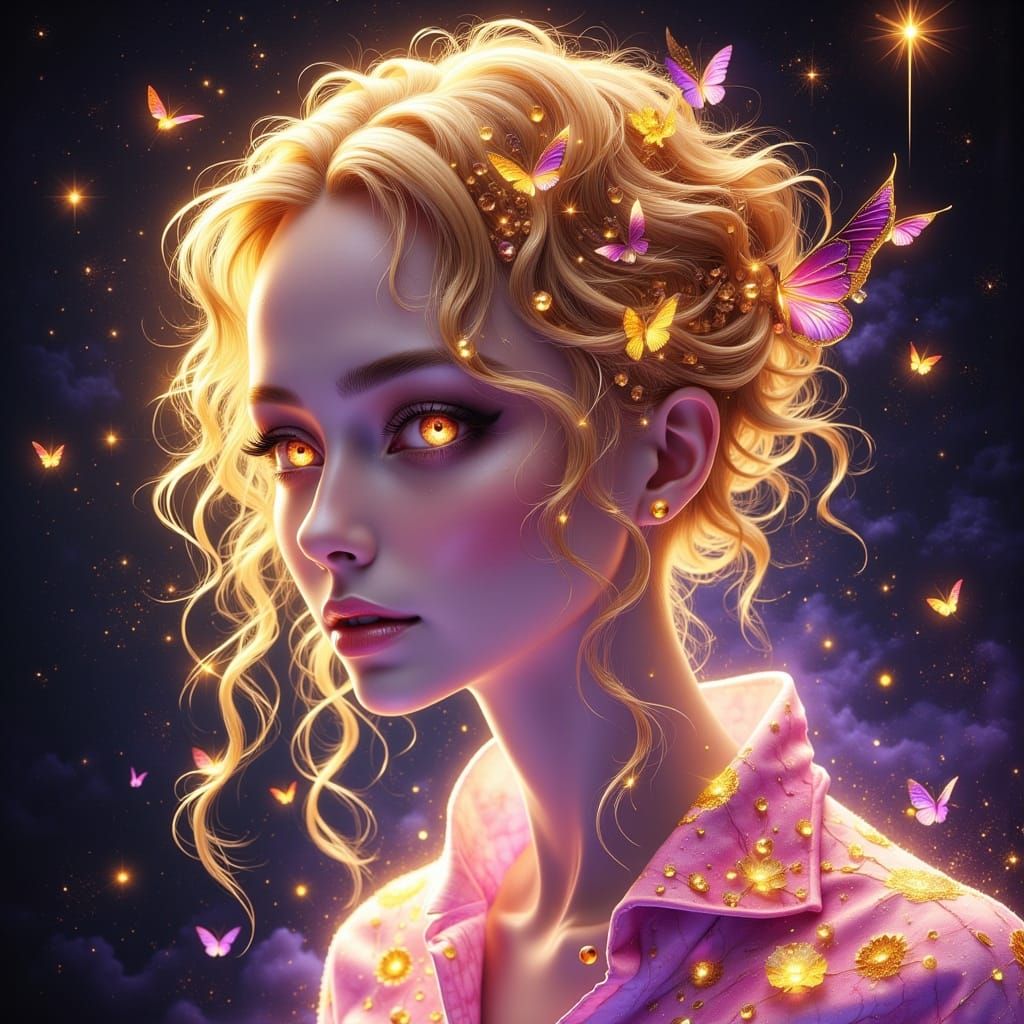 Ethereal Fairy Fae with Radiant Aura and Iridescent Hues