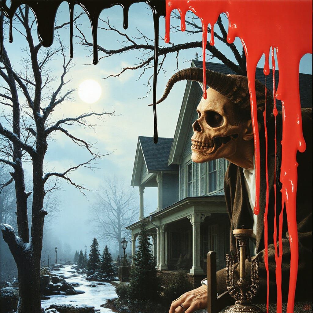 Dark Surrealism Double Exposure Art in H.R. Giger Style