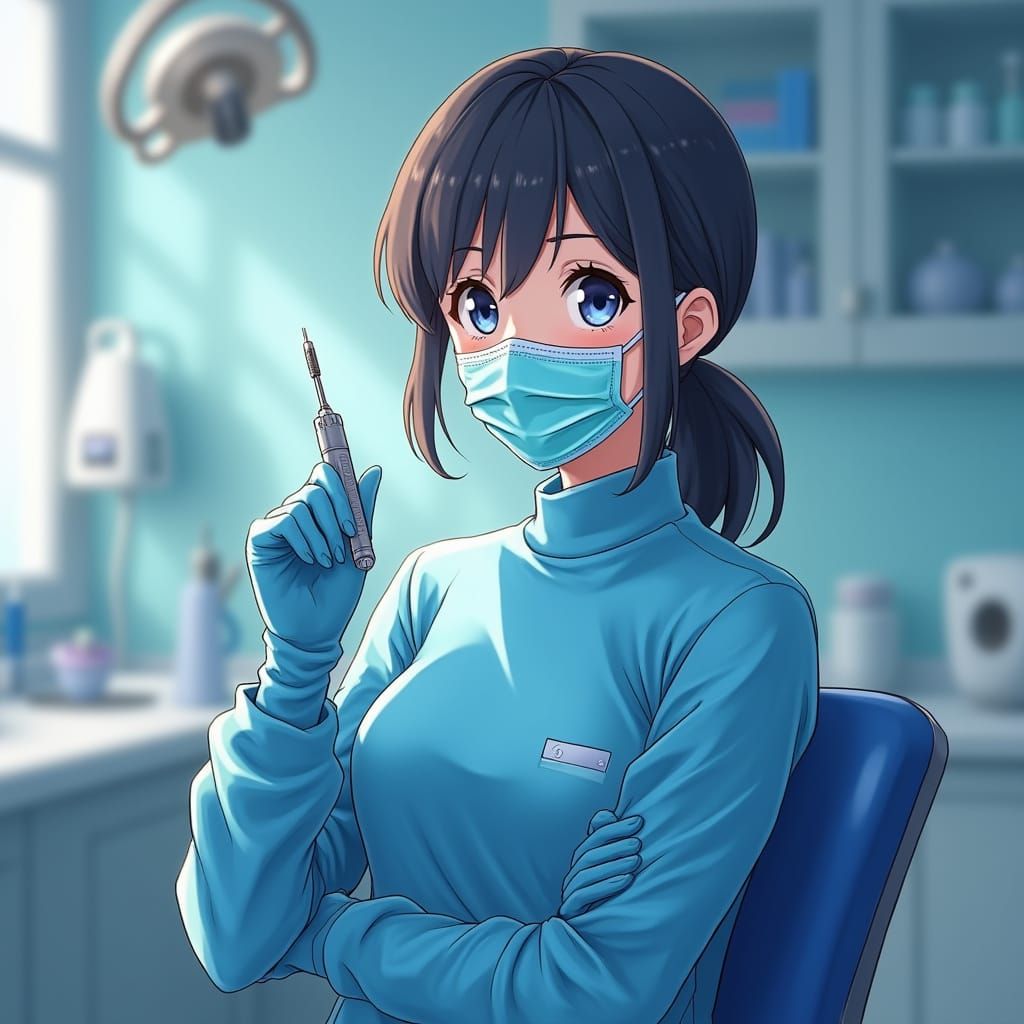 Female Dentist in Dental Office, Studio Ghibli Inspired