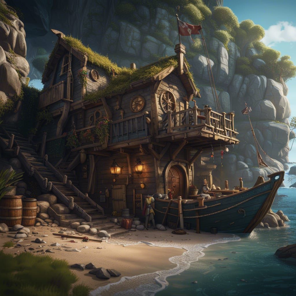 Pirate hideout tavern cove , depth and focus