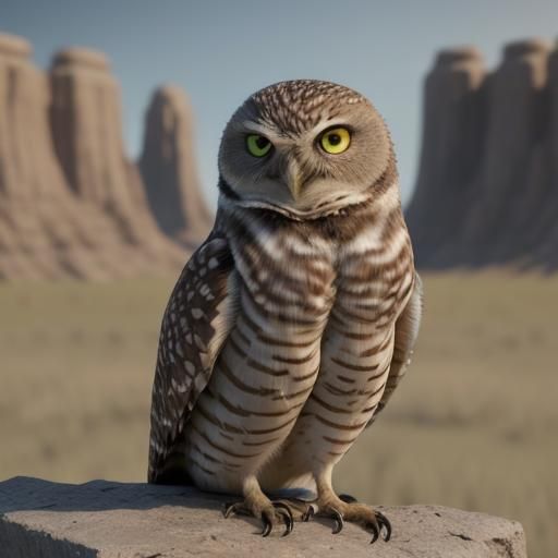 Burrowing Owls in Natural Habitat: Fantasy Concept Art