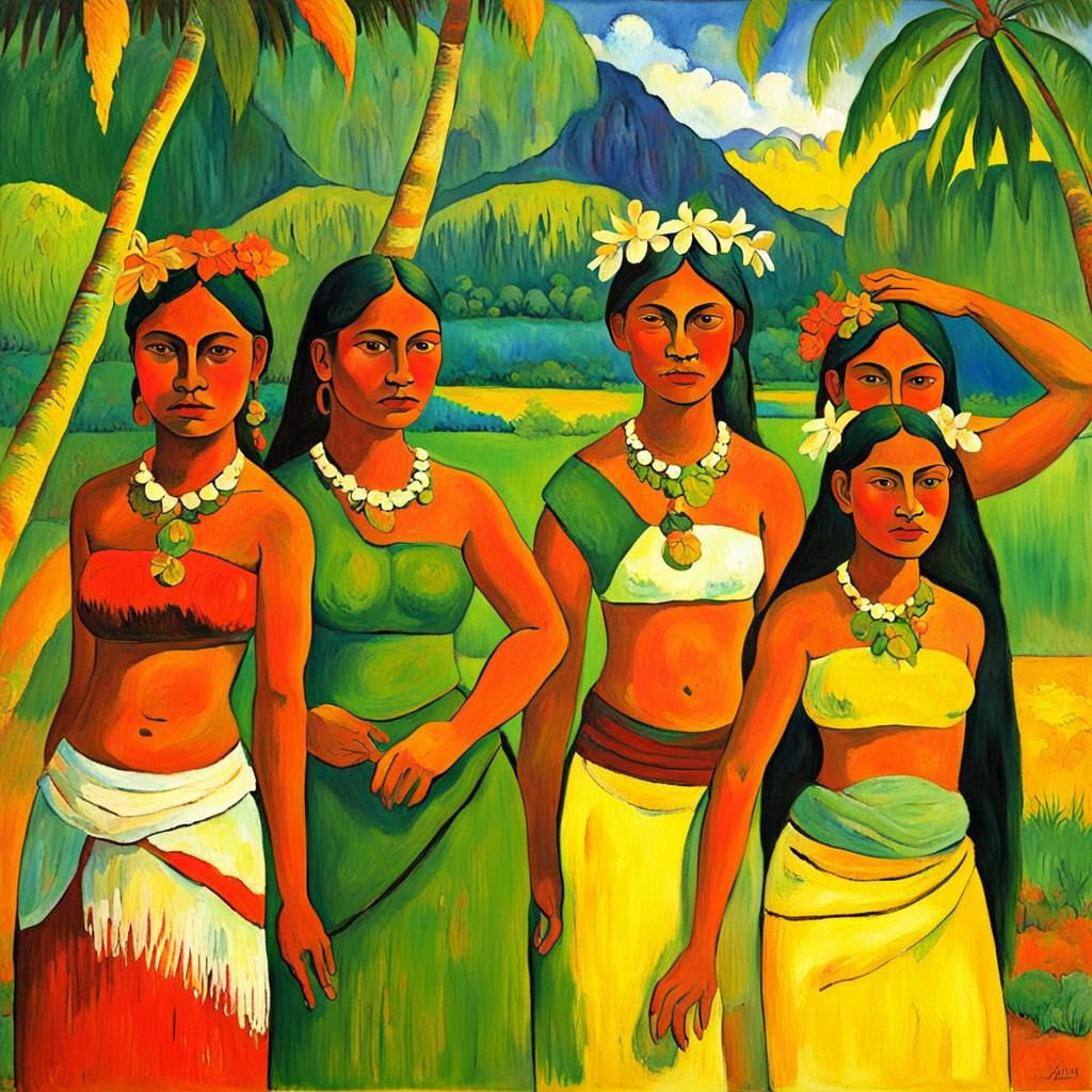 Tahitian Women in Gauguin Style