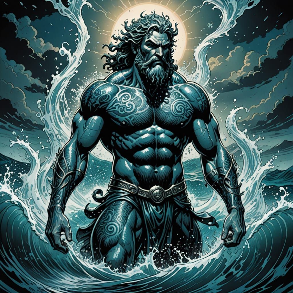 God of the Sea Rises from the Depths in a Dynamic Comic Book...