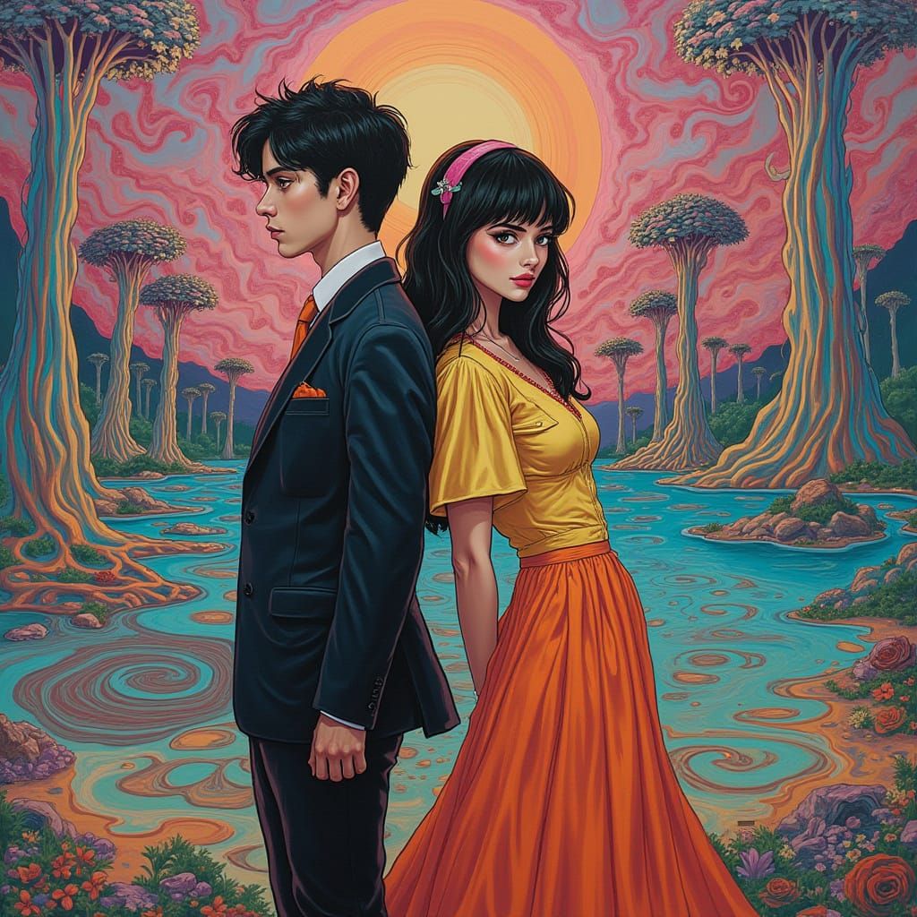 Surreal Dream Goddess in Neon Paradise