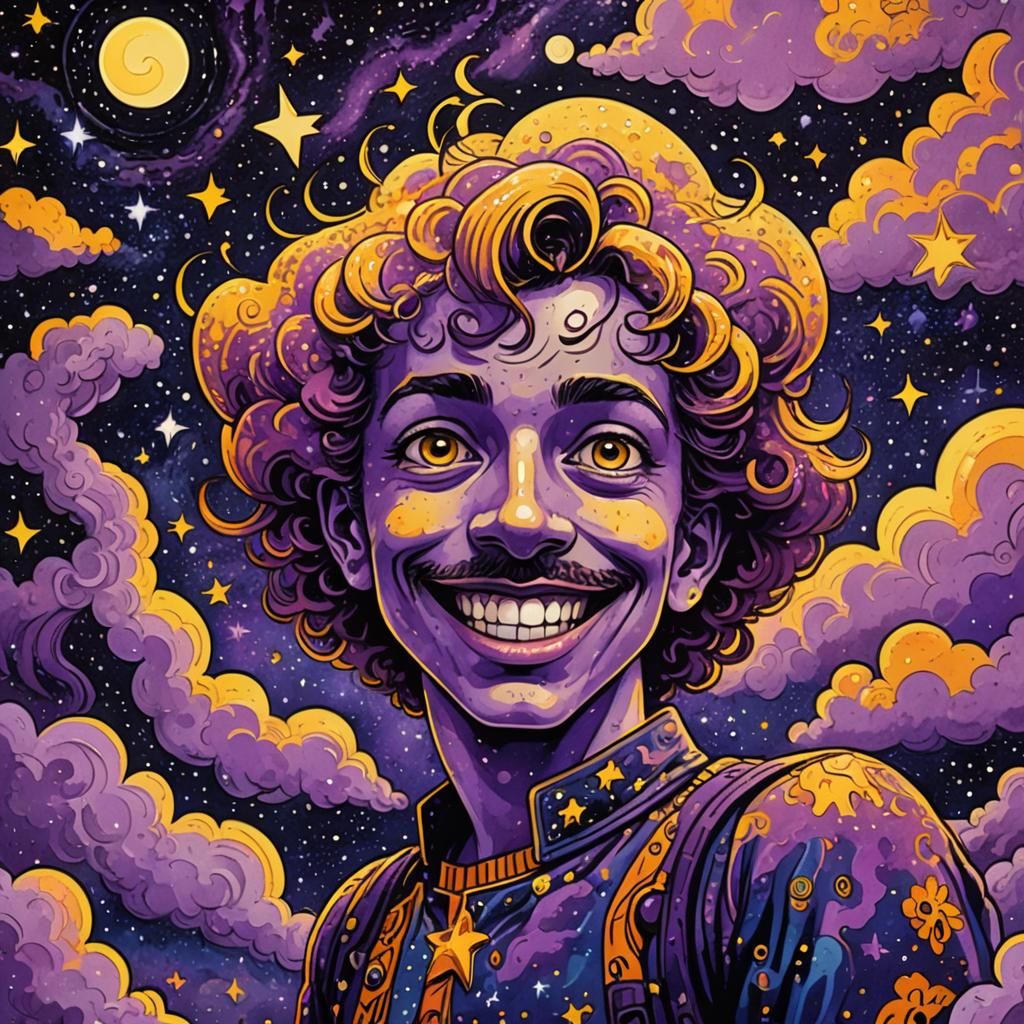 Psychedelic Cartoon Character in Underground Comic Style