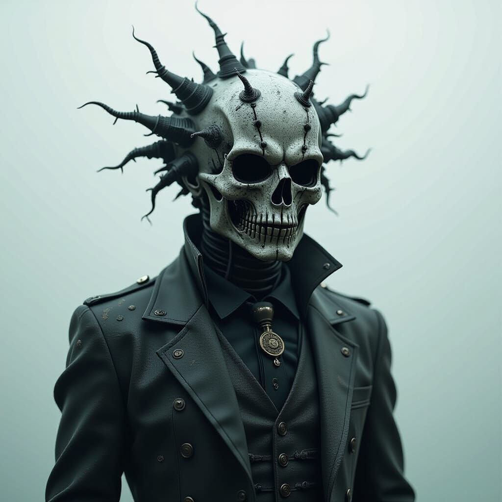 Steampunk Figure in Giger Style with Dark Textures