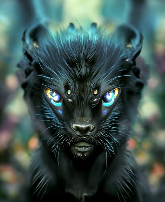 Sinister Black Panther with Glowing Eyes