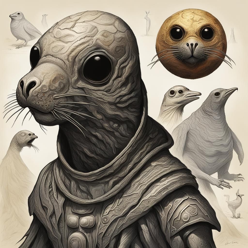 Alien Exoplanet: Hooded Seal-Oriole Creature Designs