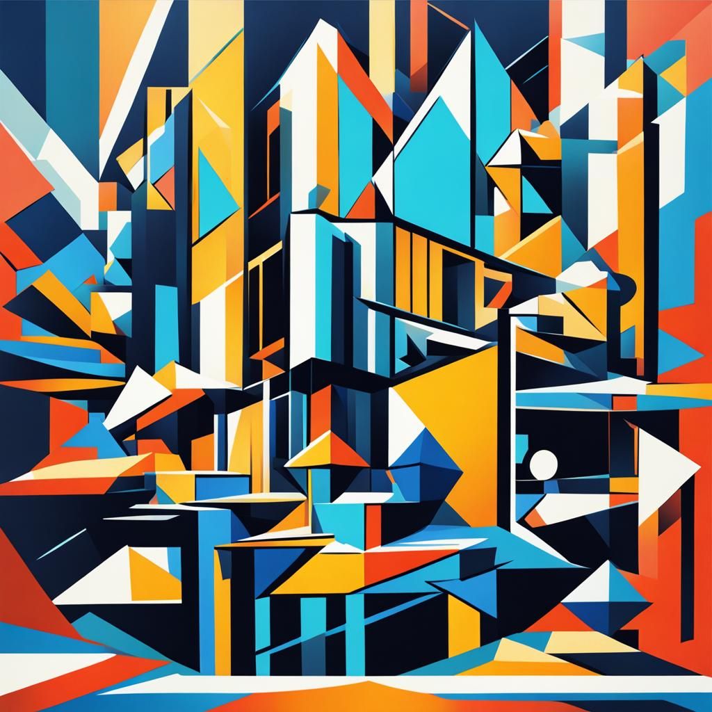 Cubist Dreamscape in Geometric Fauvism Style