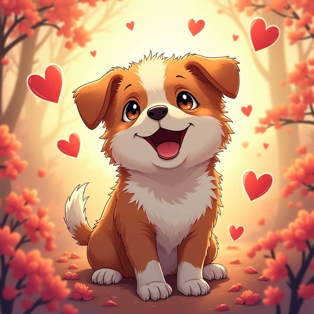 Energetic Puppy in Studio Trigger Manga Style