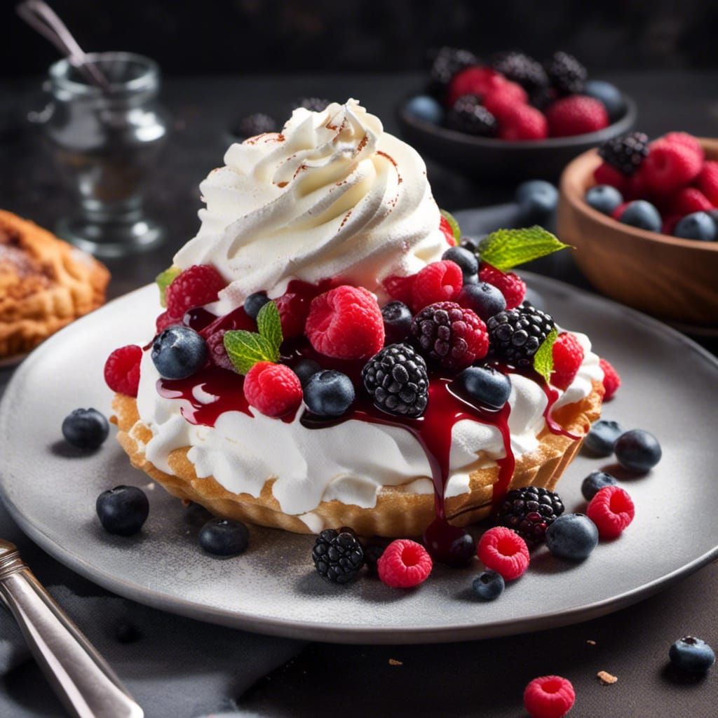 Glitchcore Dessert Tower of Berries and Cream