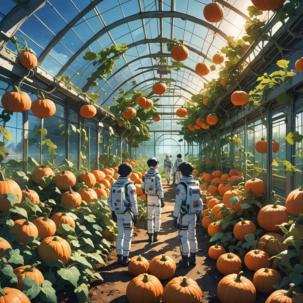 Astronauts Grow Giant Pumpkins in Space, Anime Style