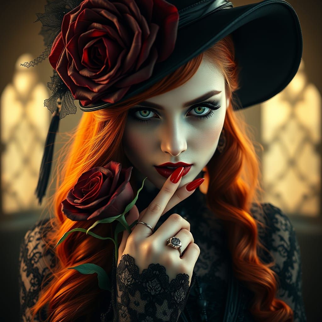 Mysterious Woman in Victorian Gothic Style