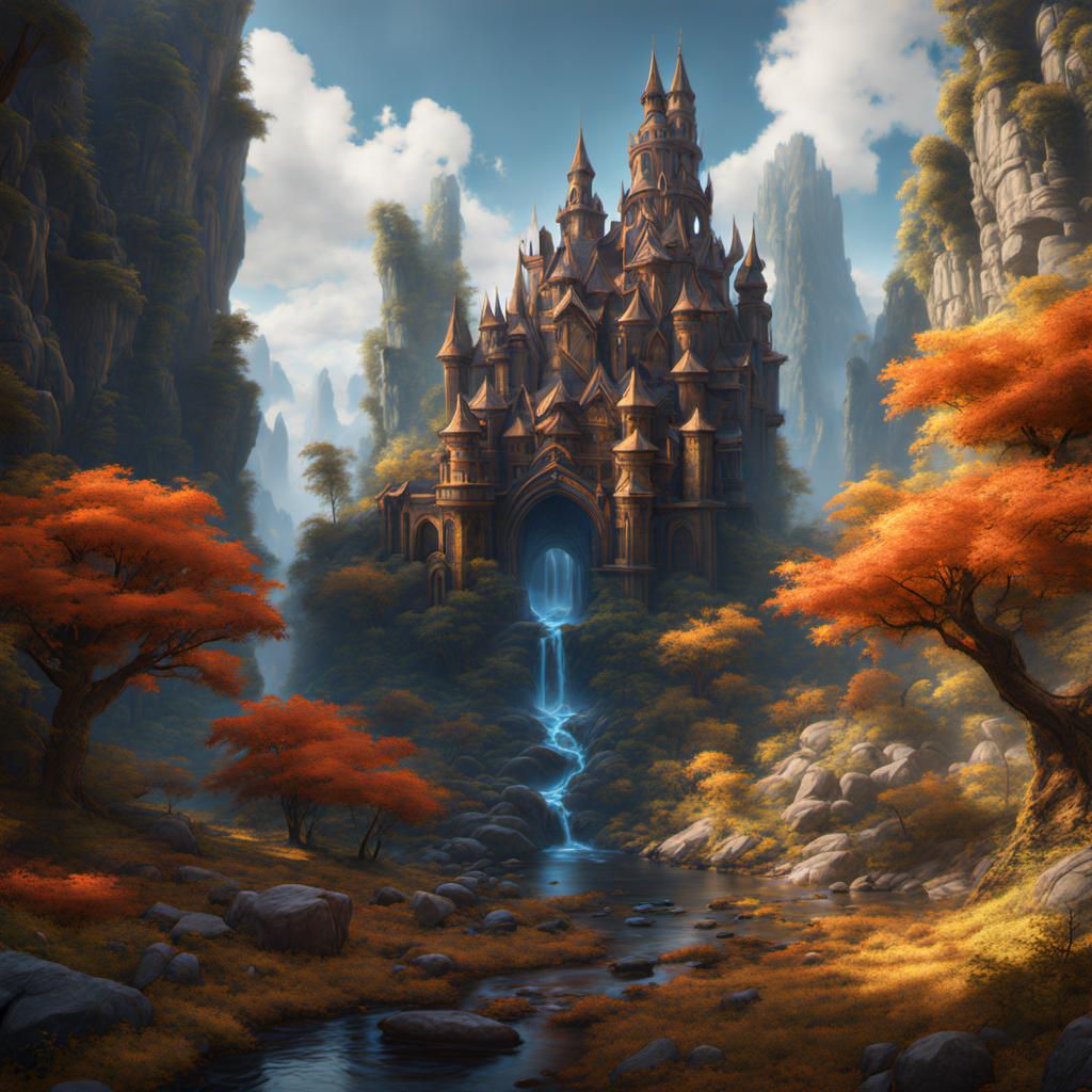 Detailed Fantasy Castle Concept Art in Deep Color
