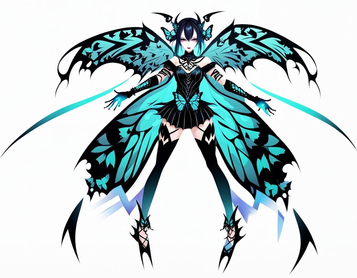 Butterfly Demon Character in a Hot Girl Style