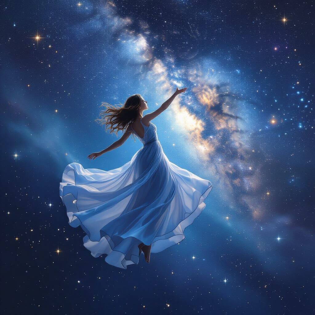 Celestial Woman Reaching for Milky Way