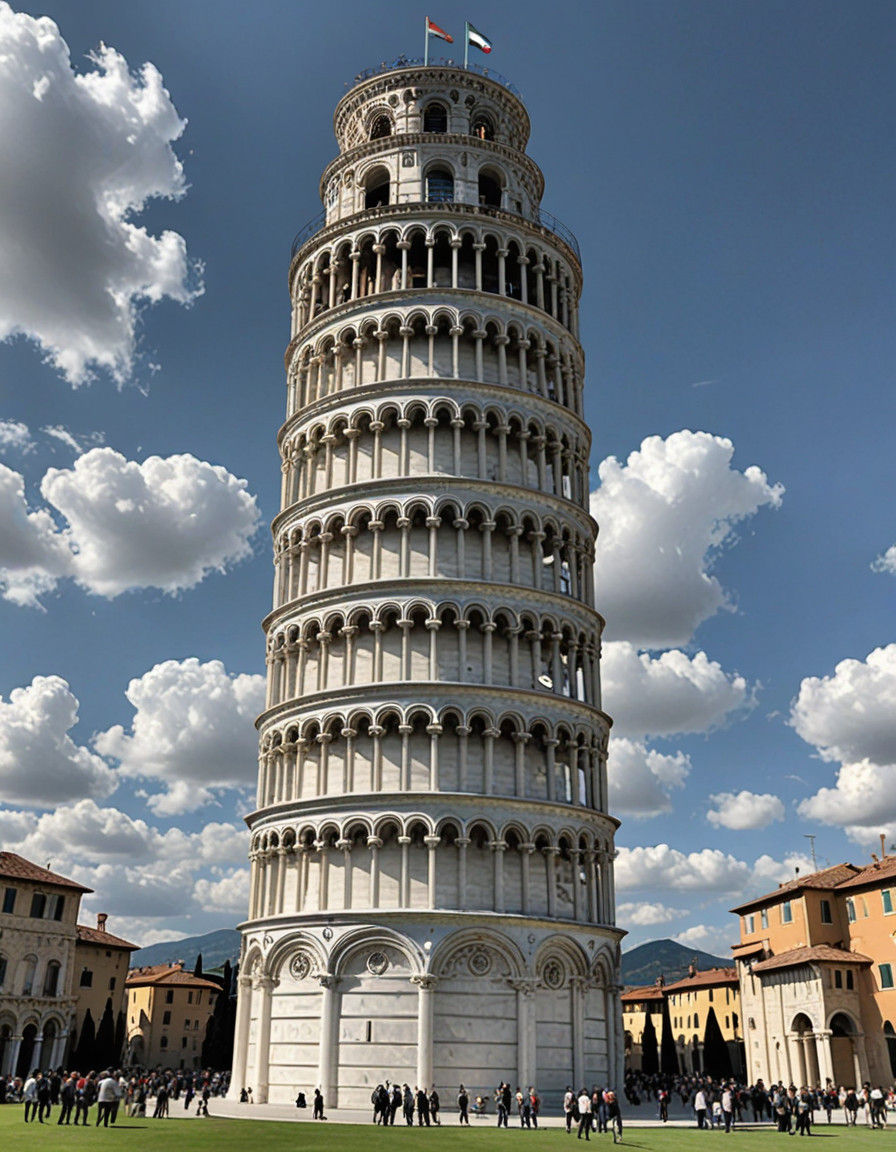 The Leaning Tower of Pisa in Vibrant Digital Art