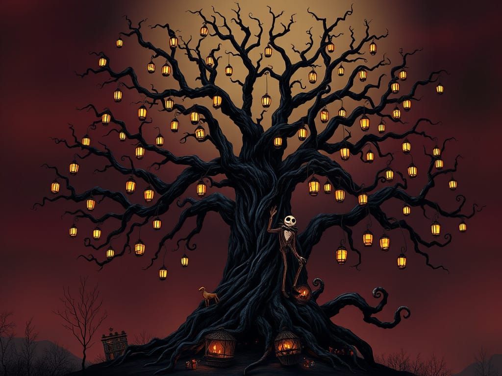 Timeless Nightmare Before Christmas Tree in Dark, Whimsical....