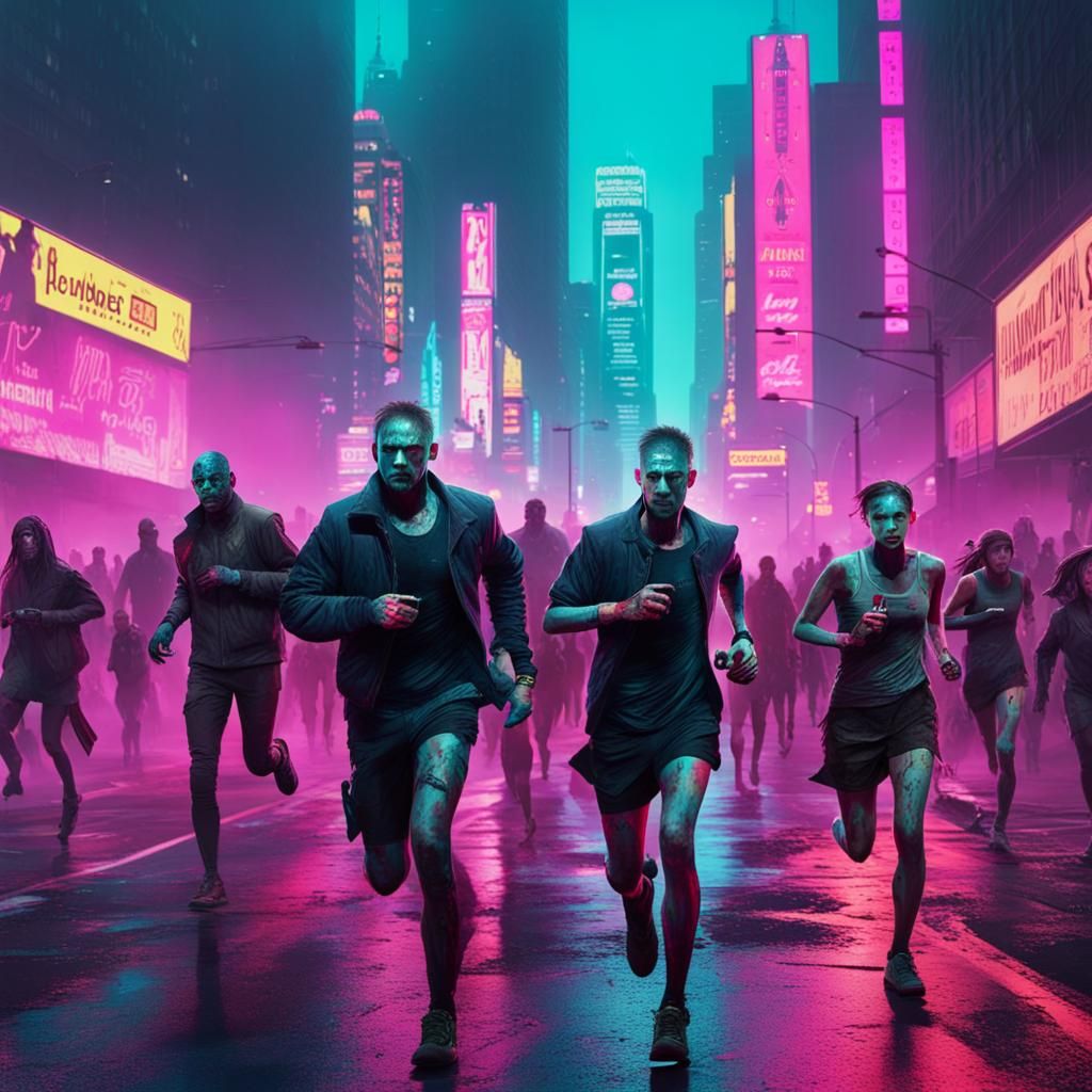 Zombies Run New York Marathon in Cyberpunk Style