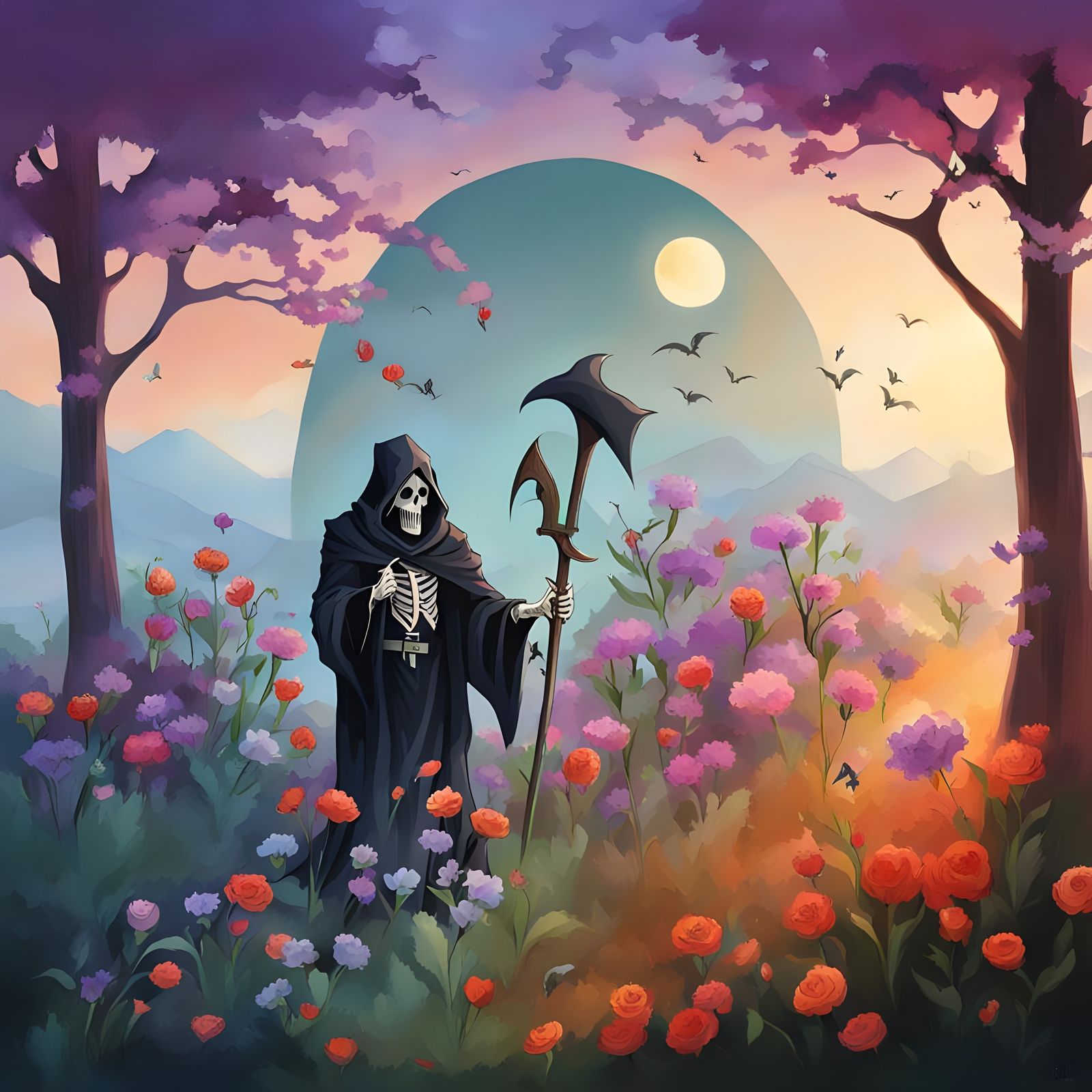Grim Reaper Among Flowers: A Symbolic Representation