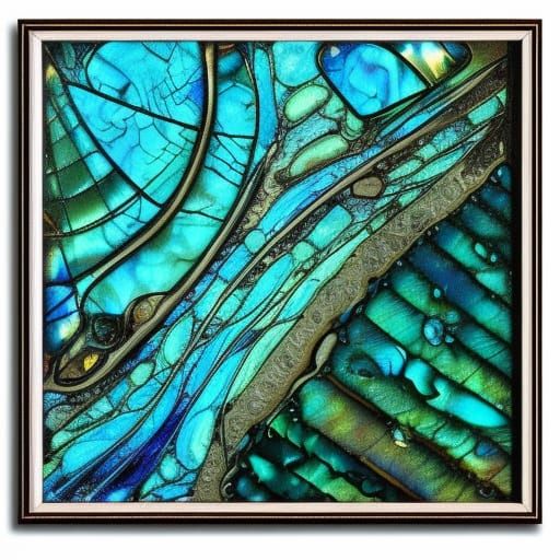 Abstract Abalone Painting with Pearled Accents