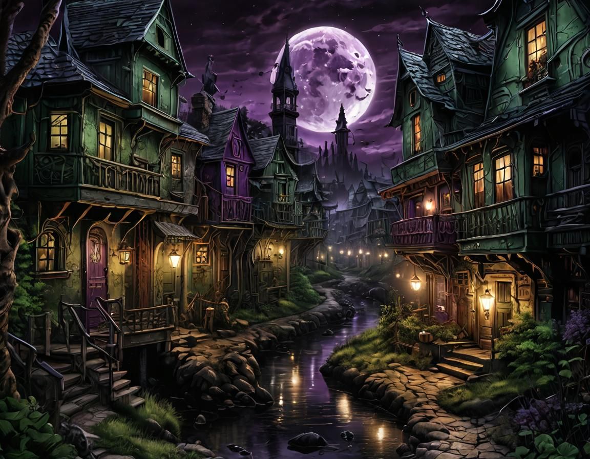 Enchanted Twilight in Mysterious Townscape