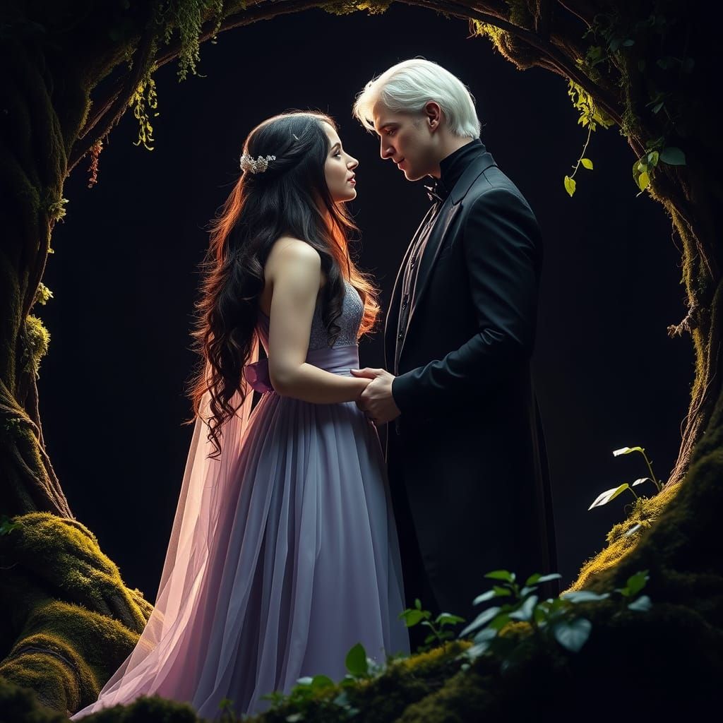 Romantic Earth Elemental Scene in Black