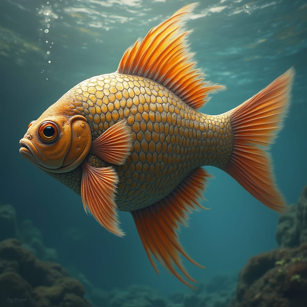 Ancient Greek Fish in Mythological Style