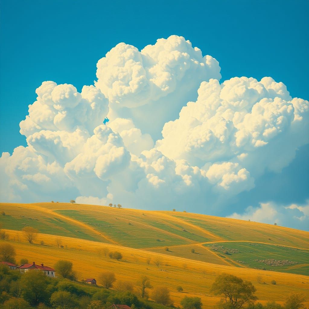 Dreamy Blue Skies with Puffy White Clouds