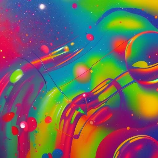 Colorful Cosmic Bubbles in Graffiti Art Style