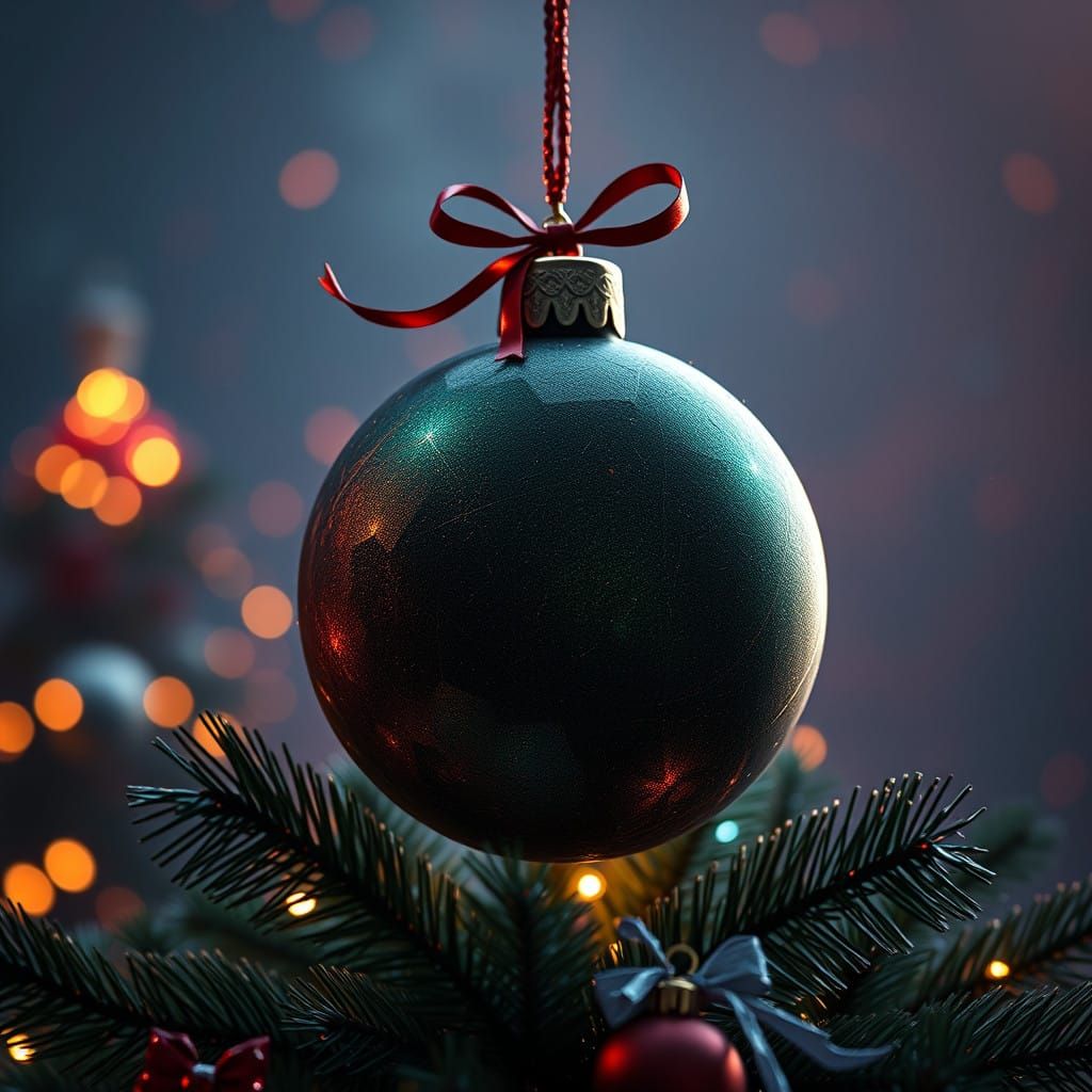 Whimsical Christmas Ornament on Tree in Dramatic Fantasy Sty...