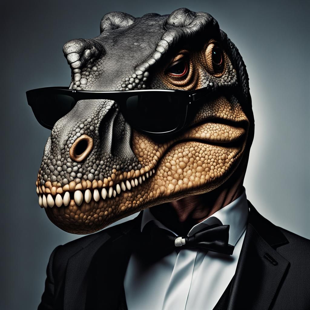 Mob Boss T-Rex Portrait in Fancy Suit