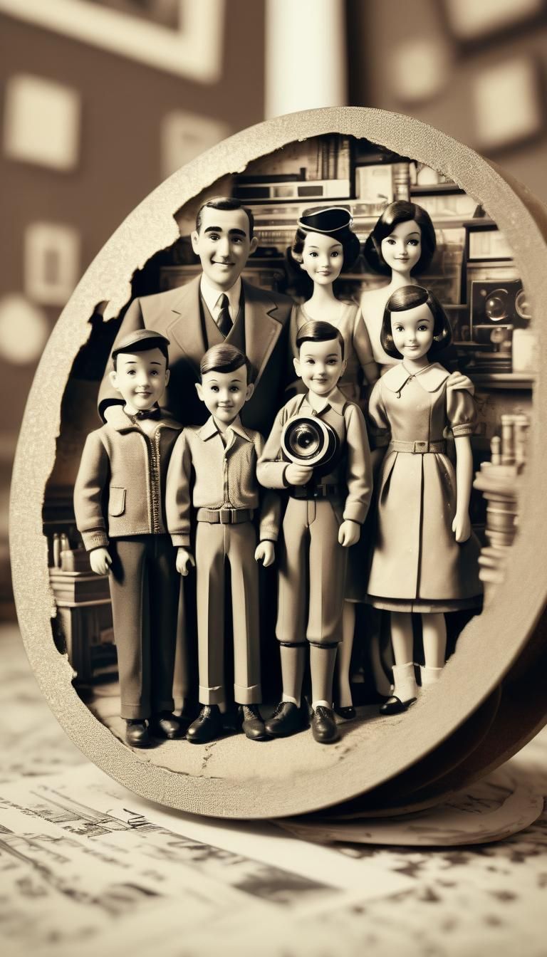 Vintage Sepia Photo of The Jetsons Family