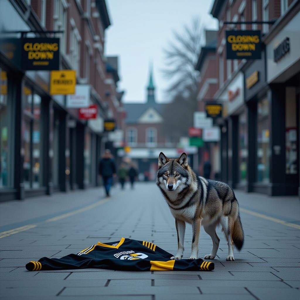 Deserted Wolverhampton Street with Closing Down Signs and Lo...