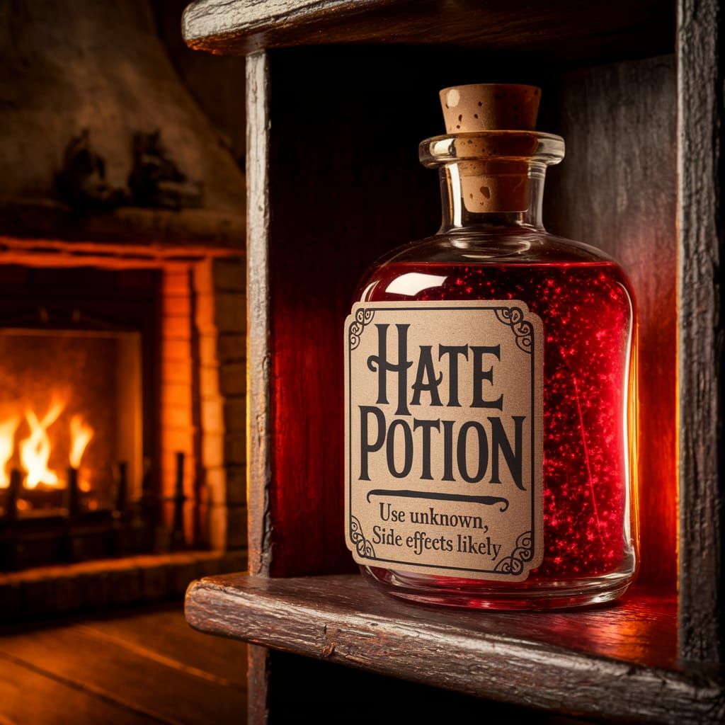 Mysterious Potion in a Cozy Study Setting