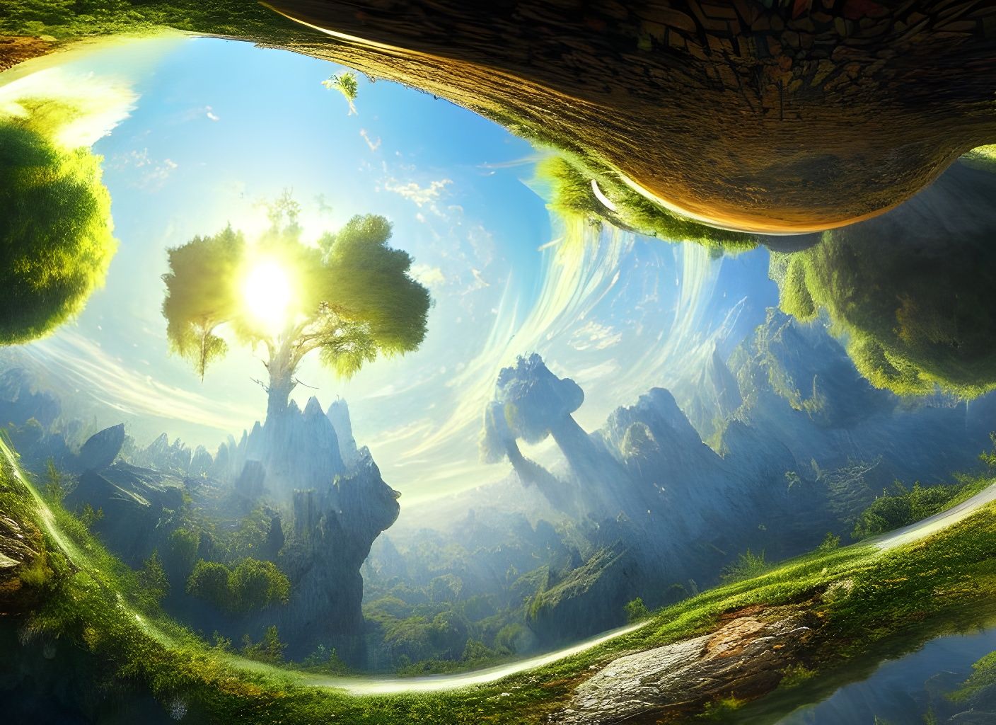 Inverted World Vista as Digital Art