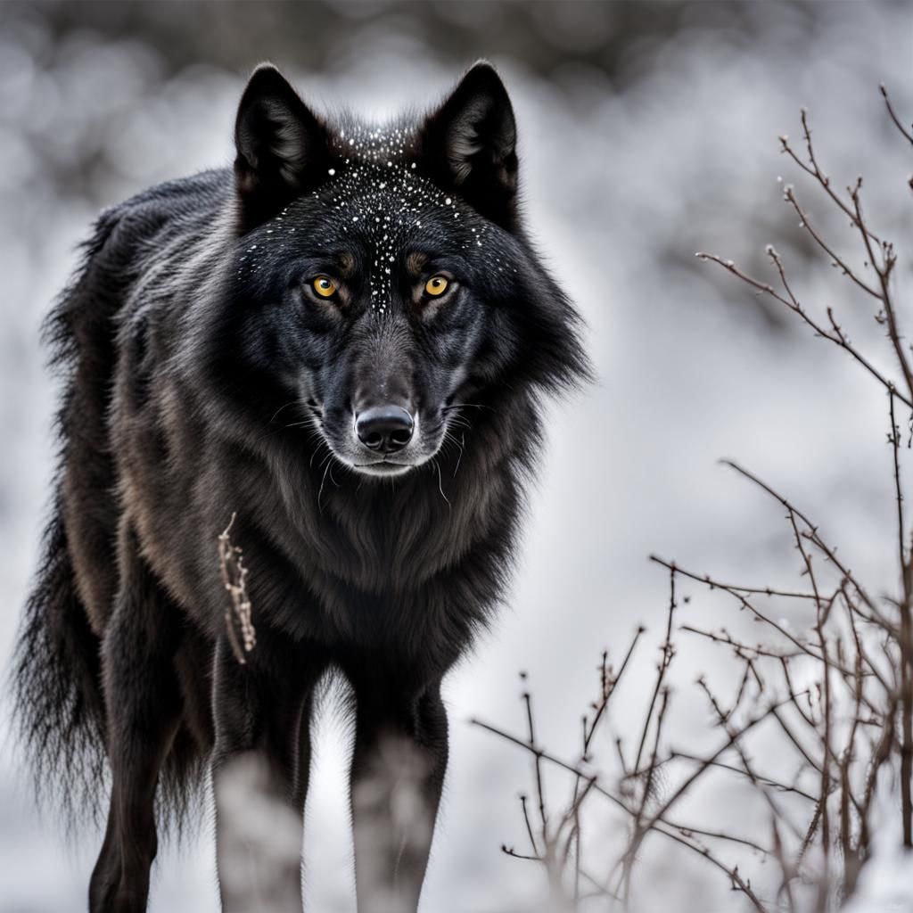 Striking Black Wolf Portrait