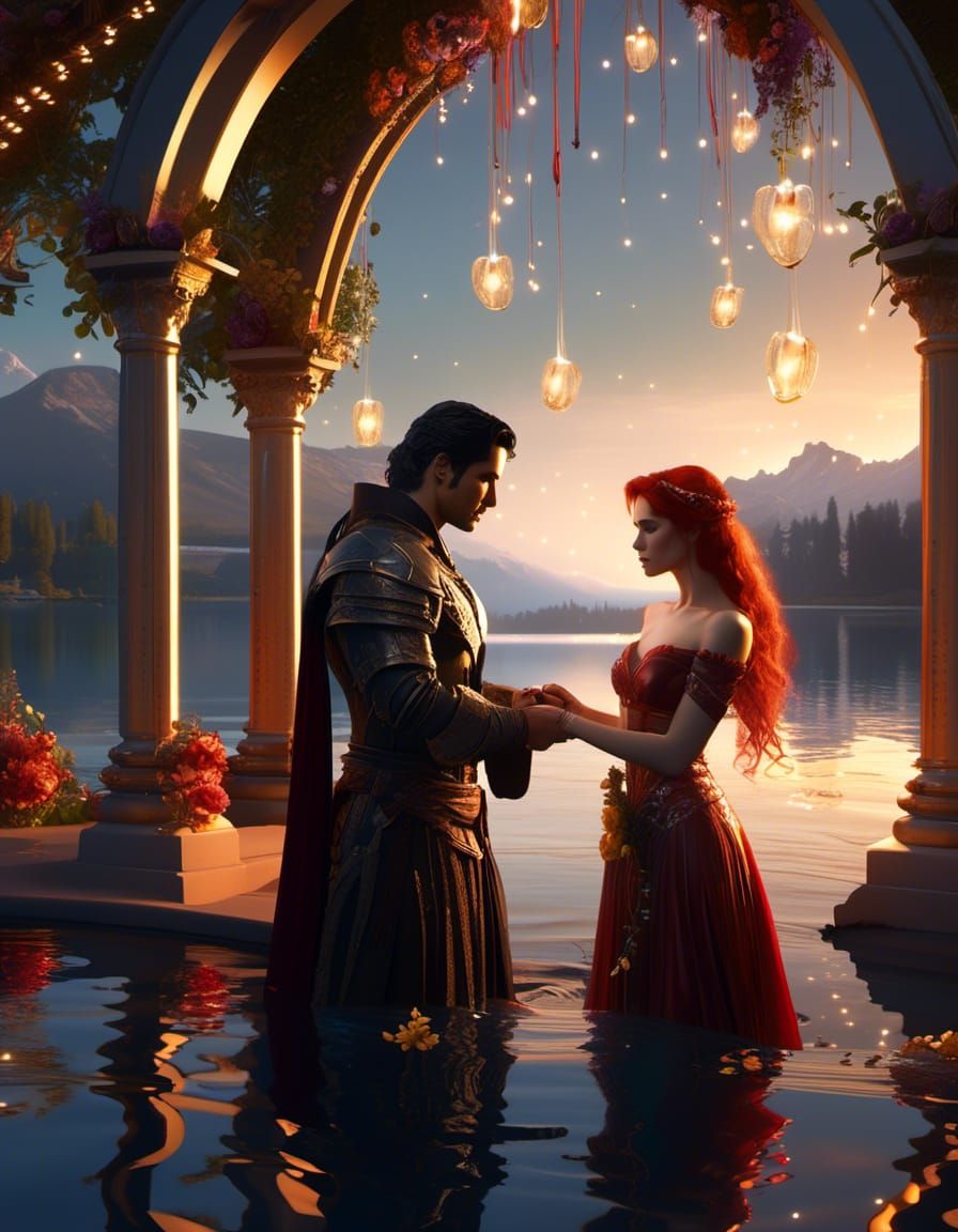 Ethereal Lakeside Handfasting Ceremony in 8k Resolution