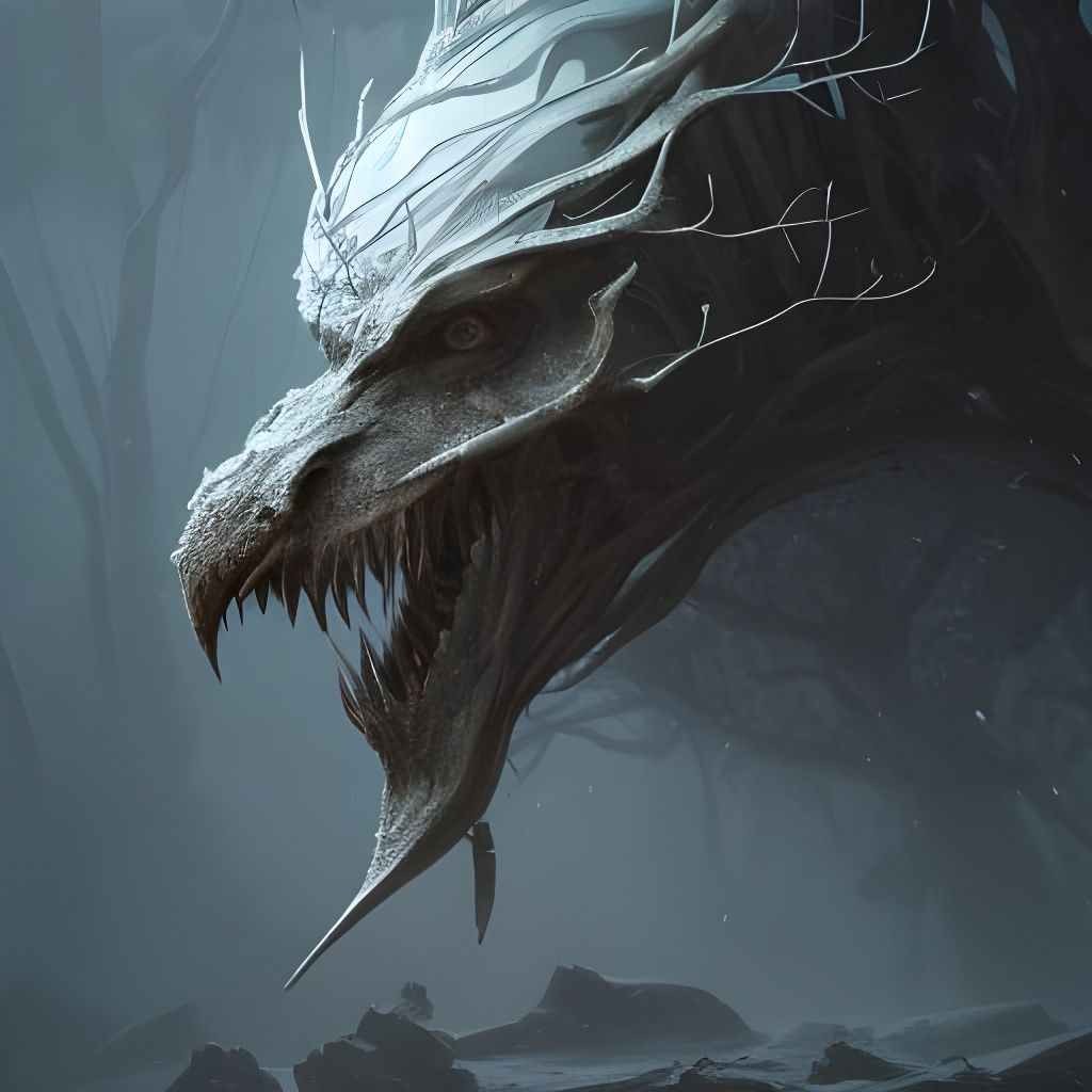 Snowy Mangrove King Portrait in Dark Fantasy Style