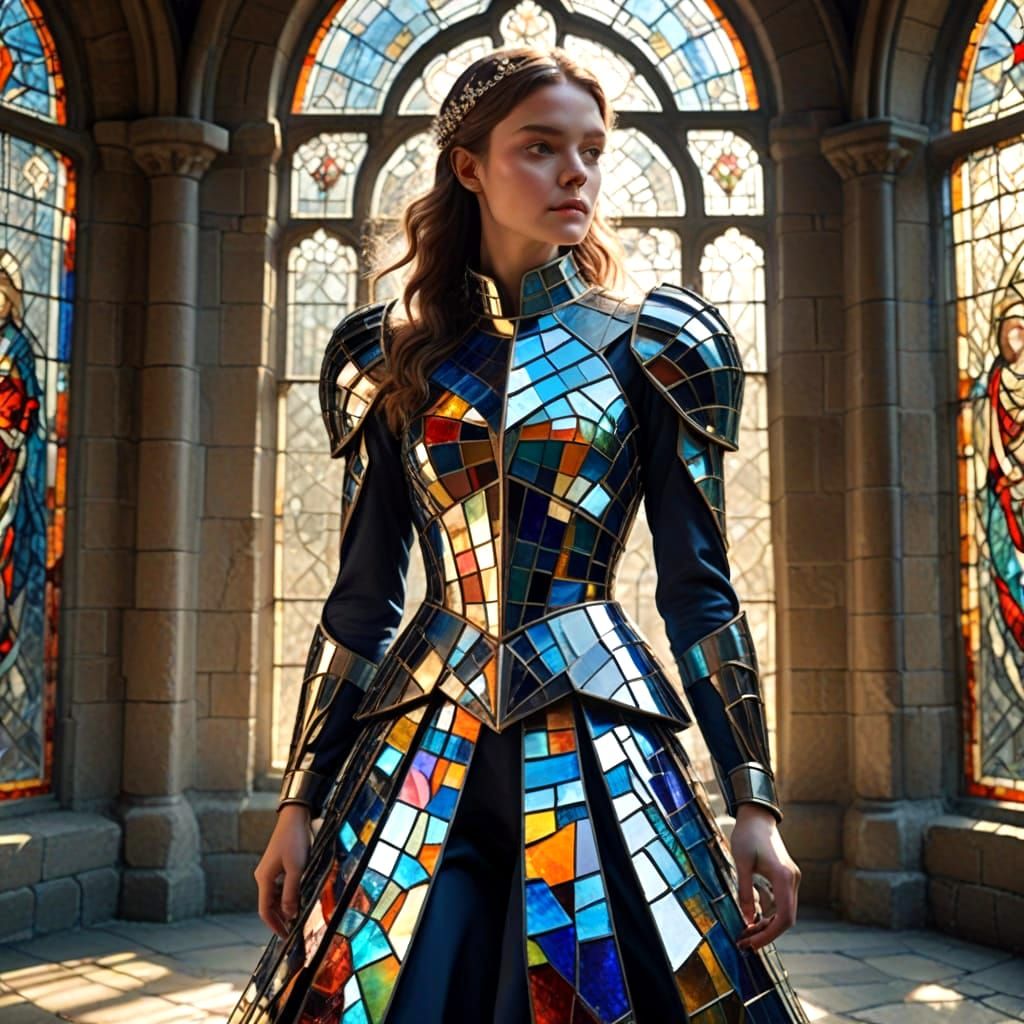 Glass Knight Gown: Futuristic Fashion Inspired by Stained Gl...