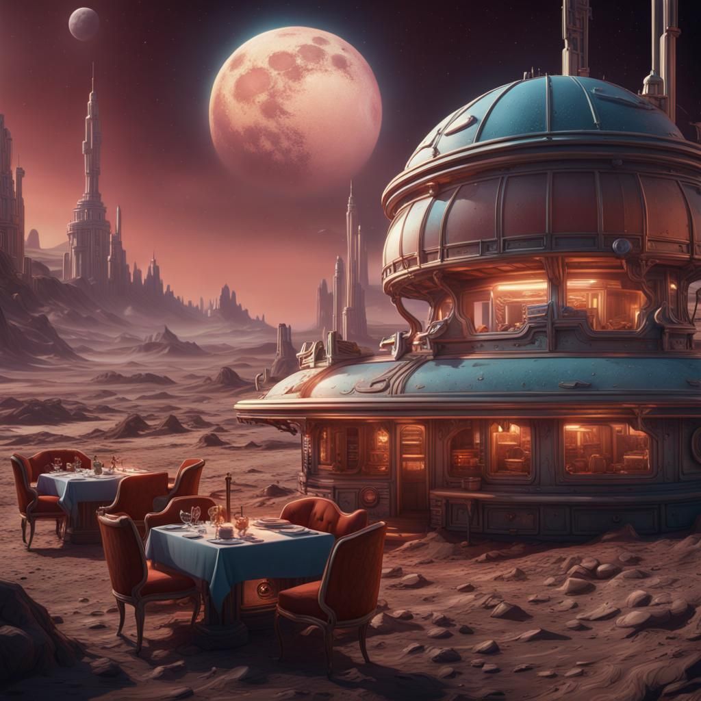 Diner on the Moon: Detailed Matte Painting