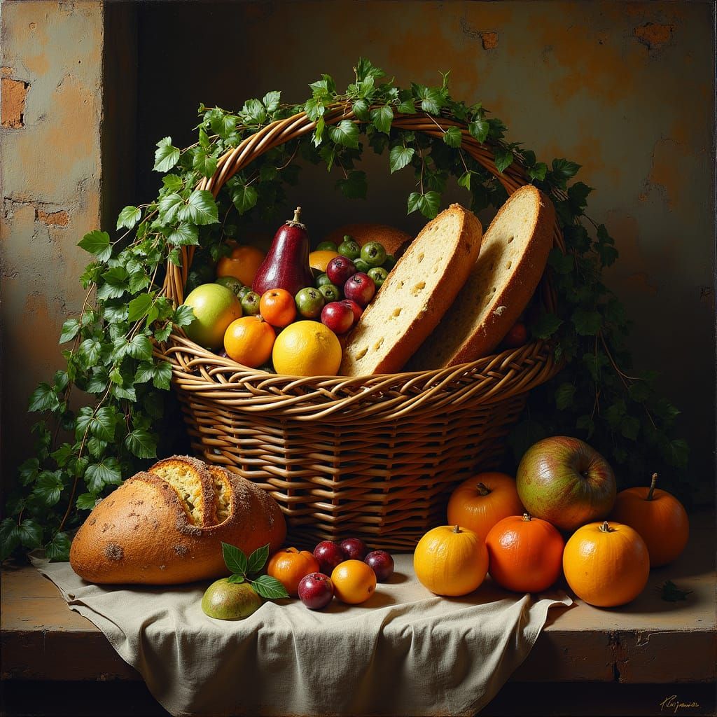Bountiful Harvest Still Life in Old Master Style